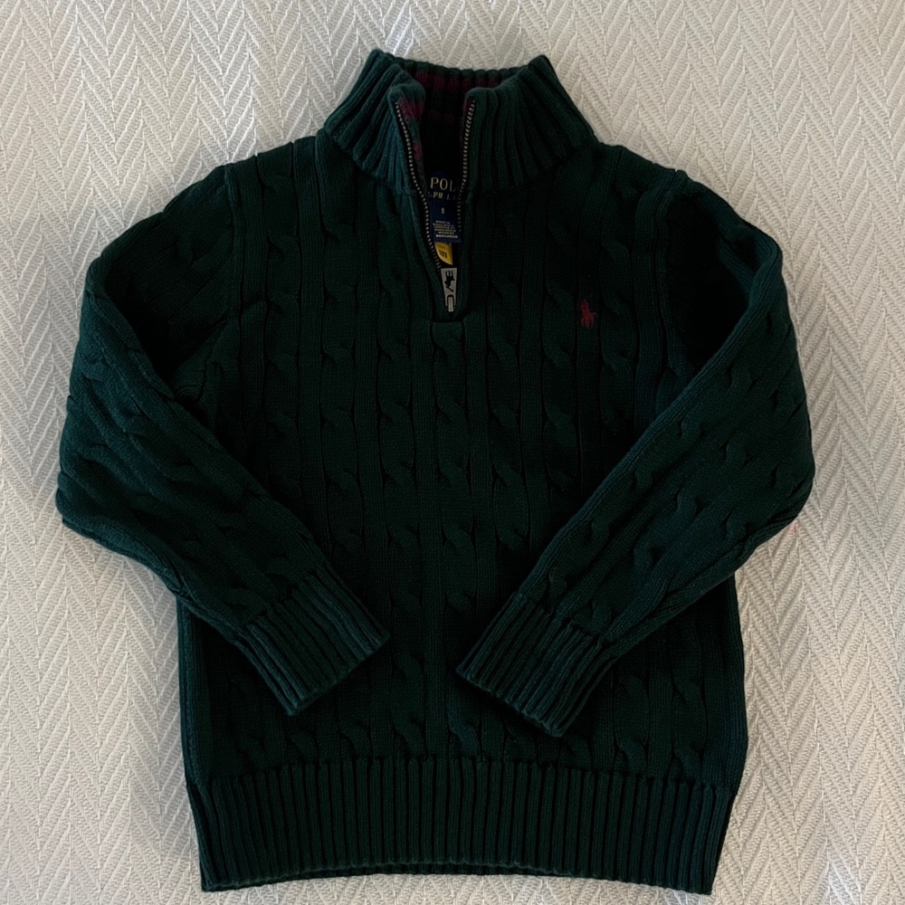 Polo Ralph Lauren Kids Dark Green Cable Knit Sweater